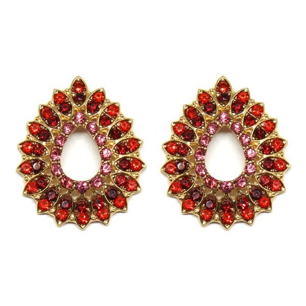 Brinco Gota Com Strass Vermelho