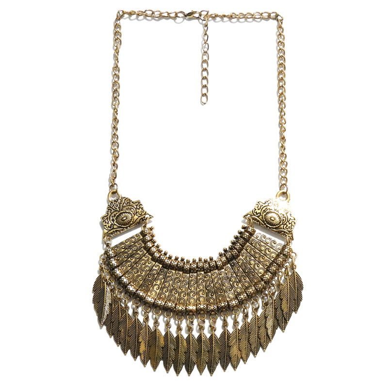 Maxi Colar Turco Acobreado com Folhas Maxi Colar Turco Ouro Velho