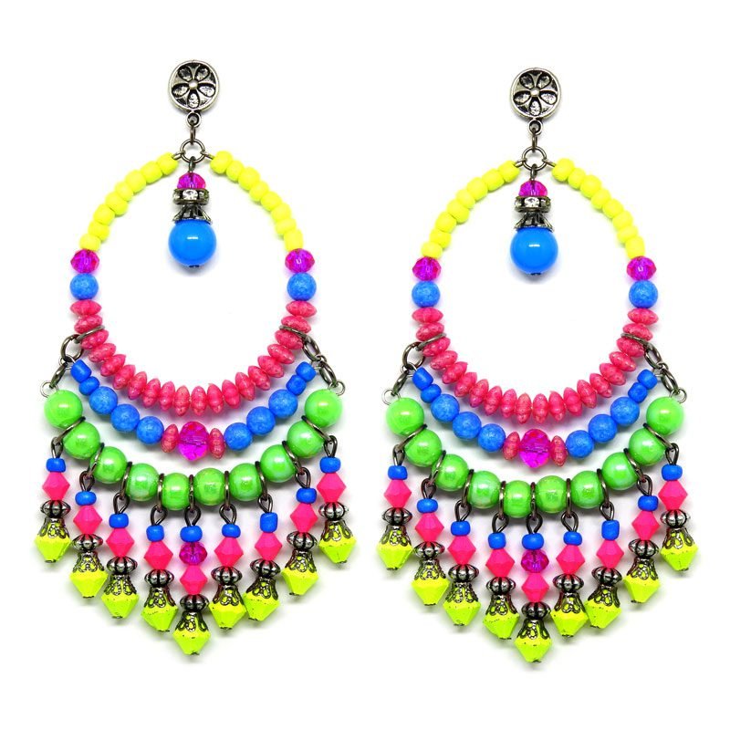 Brincos de Miçangas com Verde Neon